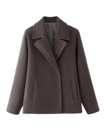 Grey Notched Lapel Woolen Coat