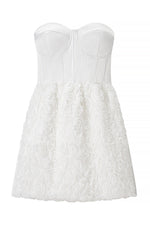 White Rosette Bandeau Mini Dress