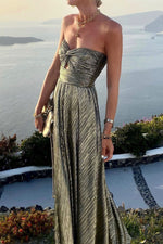 Strapless Sequined Bandeau Party Maxi Dress
