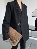 Solid Buckle Closure Sleek Blazer