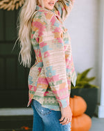 Pink Geo Print Button Down Jacket