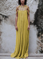Braided Yoke Loose Fit Maxi Dress
