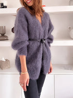 Gray Fuzzy Knit Cardigan