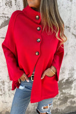 High Neck Button Placket Cardigan Jacket