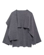 Asymmetric Scarf Detail Knitted Coat
