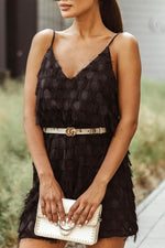 Casual Fringed Textured Mini Dress