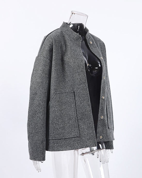 Heather Gray Oversized Wool Coat