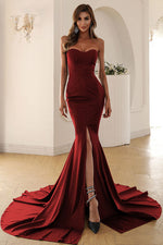 Red Off Shoulder Fishtail Dress