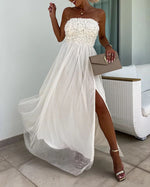 Rosette Bandeau Tube Maxi Dress