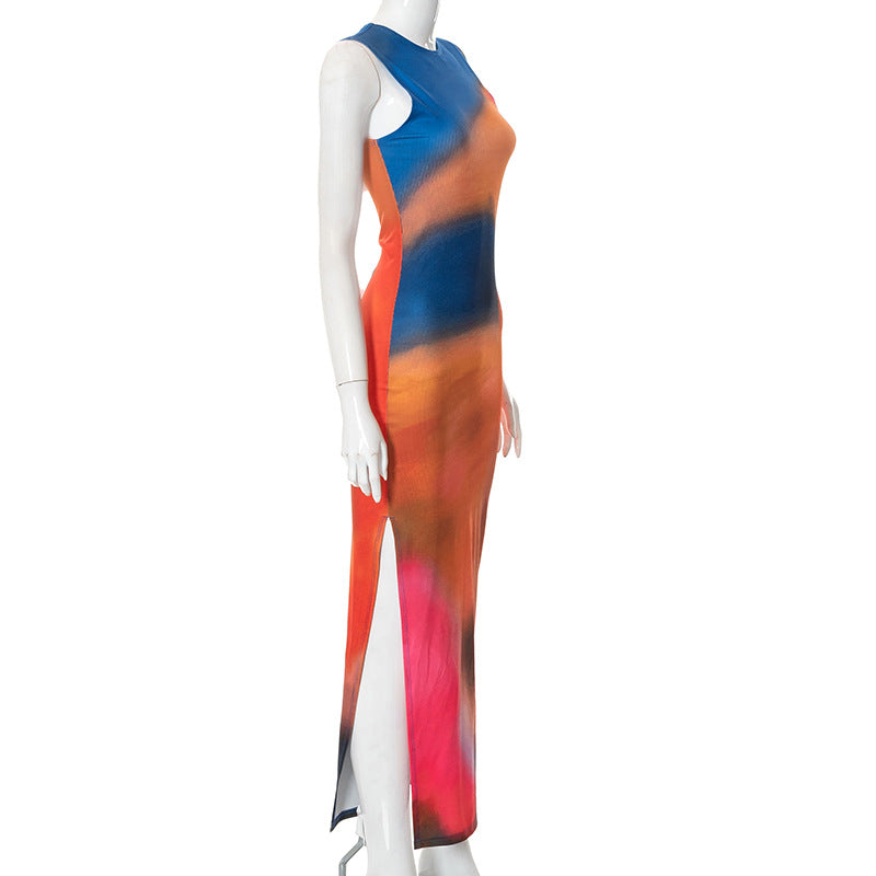 Dip Dye Sleeveless Midi Dress