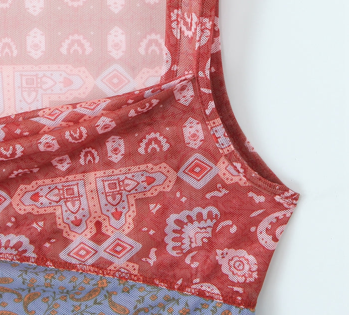 Red Geo Print Mini Dress