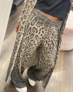 Leopard Print Long Sleeve Cardigan and Pants Two Piece Sets