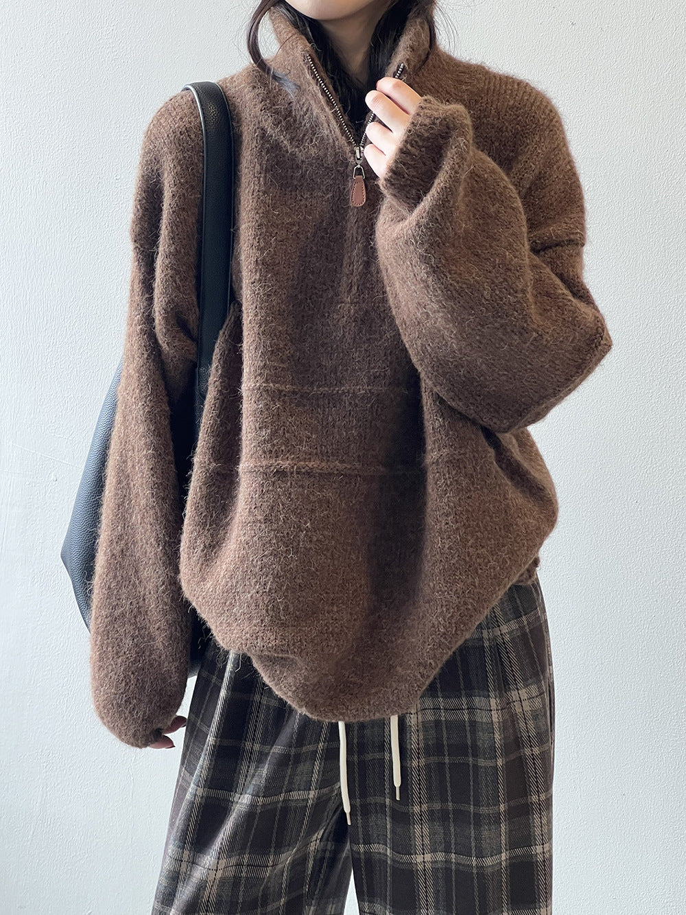 Thermal Half-Zip Highneck Knit Sweater