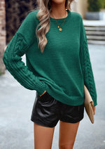Cable Knit Sleeve Pullover Sweater