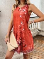 Vintage Floral Sleeveless Shift Mini Dress