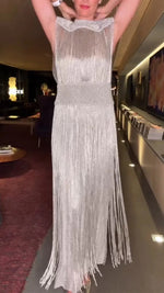 Elegant Tassel Sleeveless Midi Party Dress
