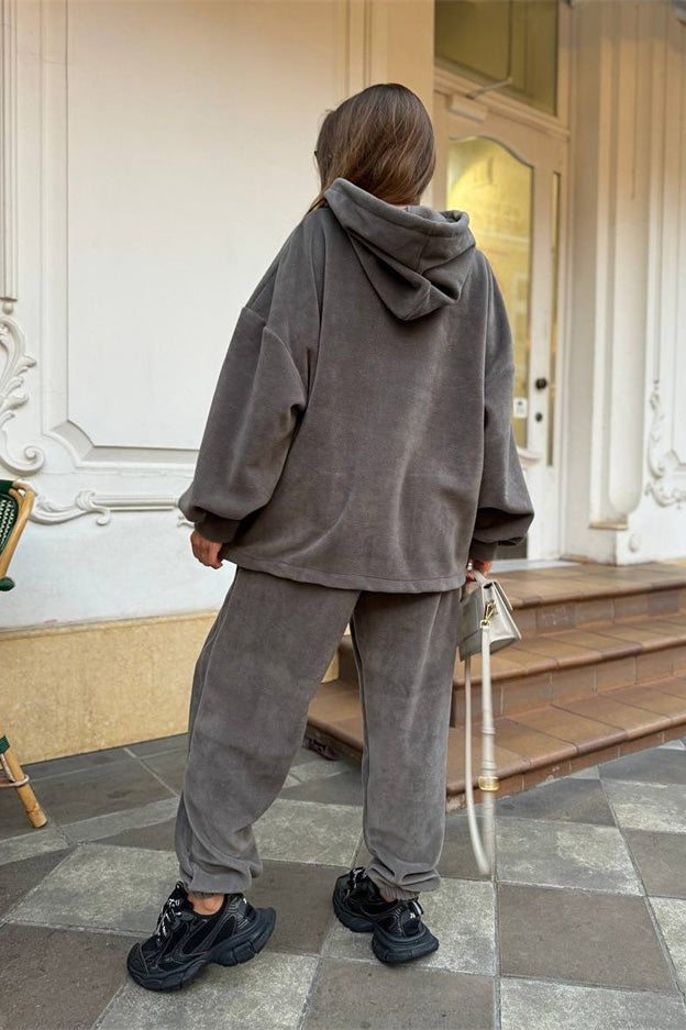 Casual Hooded Sweatshirt and Sweatpants Two Piece Set