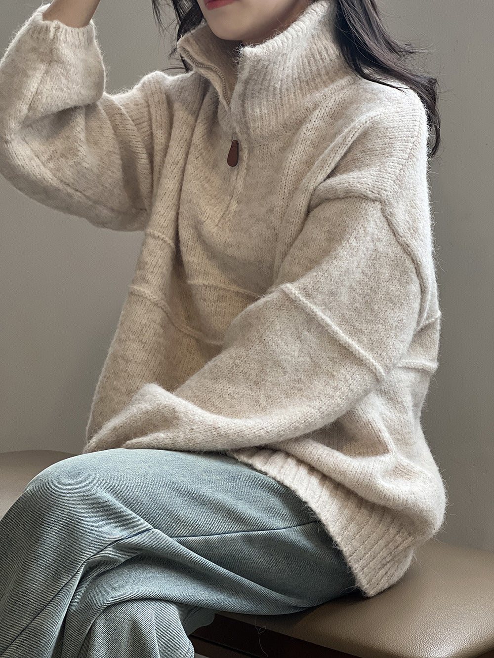 Comfy Half-Zip Turtleneck Sweater