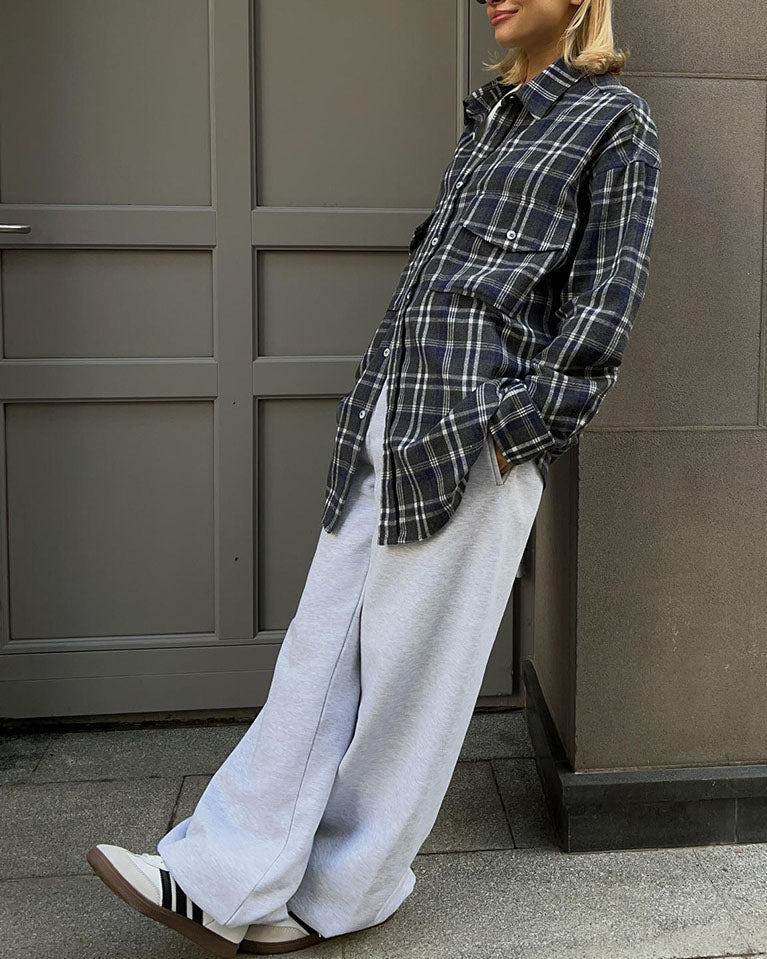 Plaid Print Long-line Shirt