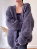 Gray Fuzzy Knit Cardigan