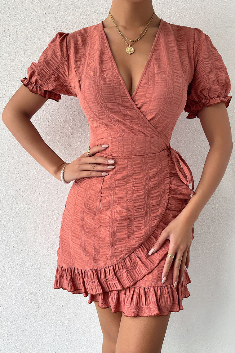 Dusty Pink Waist-Tie Mini Dress