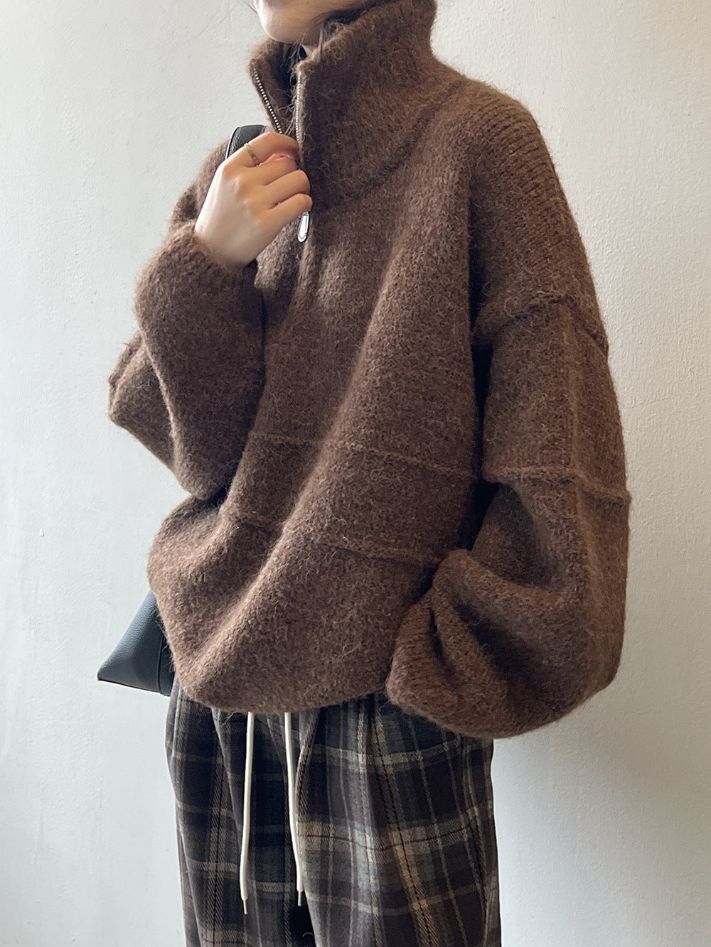 Thermal Half-Zip Highneck Knit Sweater