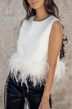 Be The Drama Feather Trim Blouse