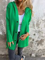 Casual Hooded Button Down Knit Cardigan Coat