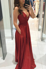 Deep V-neck Spaghetti Strap Backless Maxi Dress