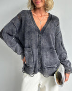 Distressed Front Button Down Cardigan