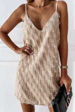 Casual Fringed Textured Mini Dress
