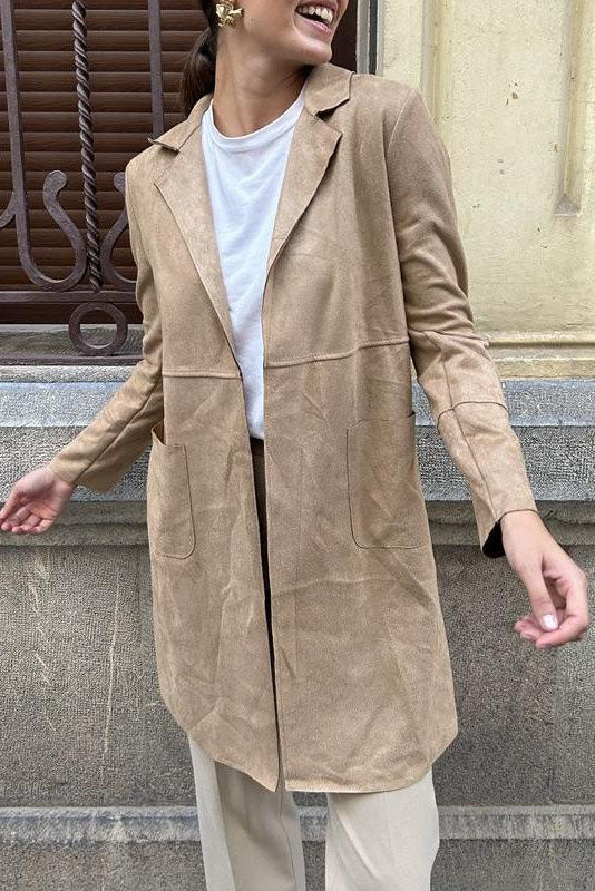 Casual Suede Trench Coat