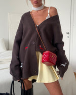 Embroidered Trim Single-breasted knit Cardigan