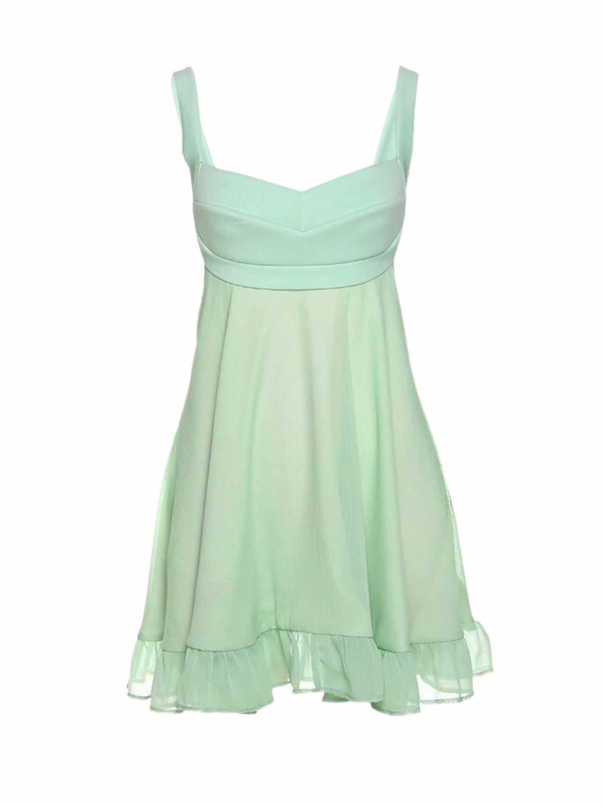 Green Square Neckline Mini Dress