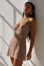 Beige Bodycon Slip Mini Dress