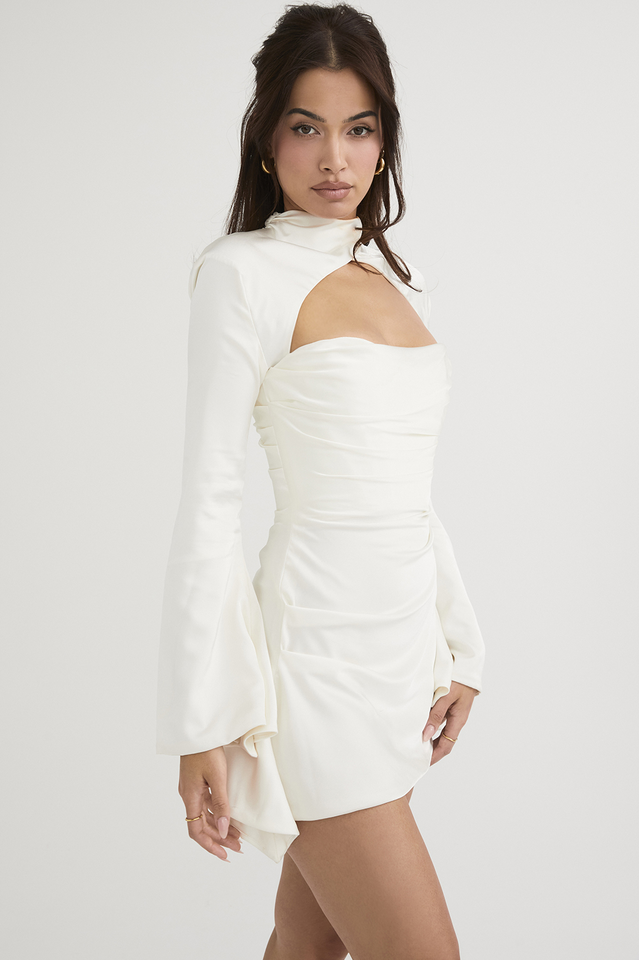 Cutout Yoke Satin Mini dress