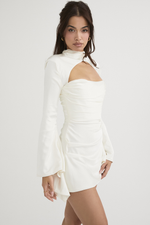 Cutout Yoke Satin Mini dress