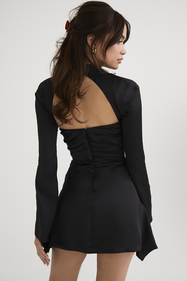 Cutout Yoke Satin Mini dress