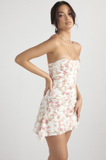 Solid Strapless Satin Mini Dress
