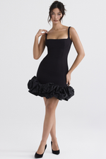 Black Ruffle Hem Mini Dress