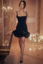 Black Ruffle Hem Mini Dress