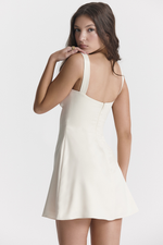 Cream Square Neckline Mini Dress