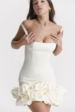 Ivory Ruffled Edge Slip Mini Dress