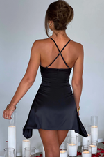Solid Crossover Back Mini Dress