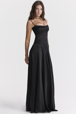 Elegant Satin Lace Up Back Maxi Dress