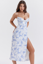 Black Floral Slip Midi Dress