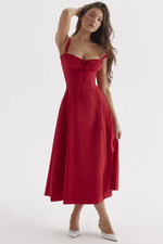 Solid Bustier Slip Midi Sundress
