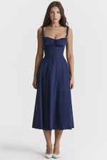 Solid Bustier Slip Midi Sundress