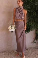 Chic Satin Esther Top + Maxi Skirt Set
