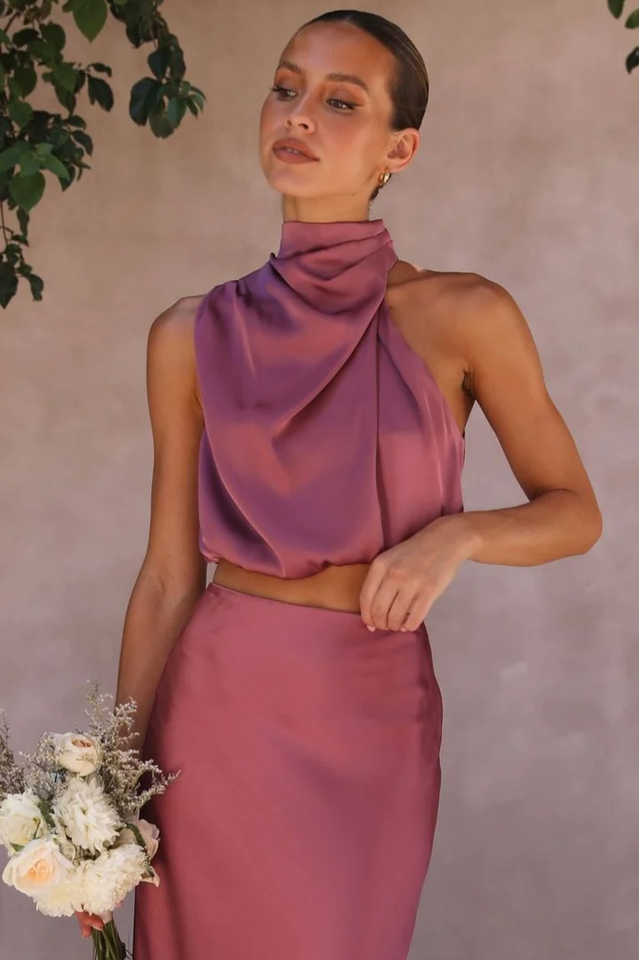Chic Satin Esther Top + Maxi Skirt Set